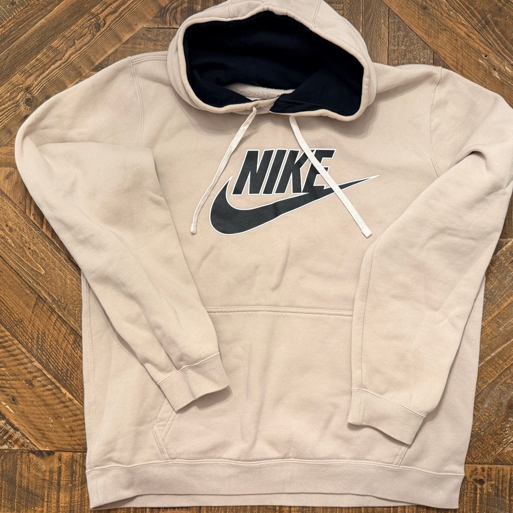Nike Beige Hoodie with Black Logo